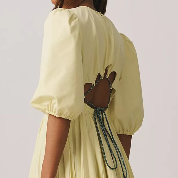 Beatrice .b Pleated Yellow Maxi Dress Size 4 - Picture 3 of 5